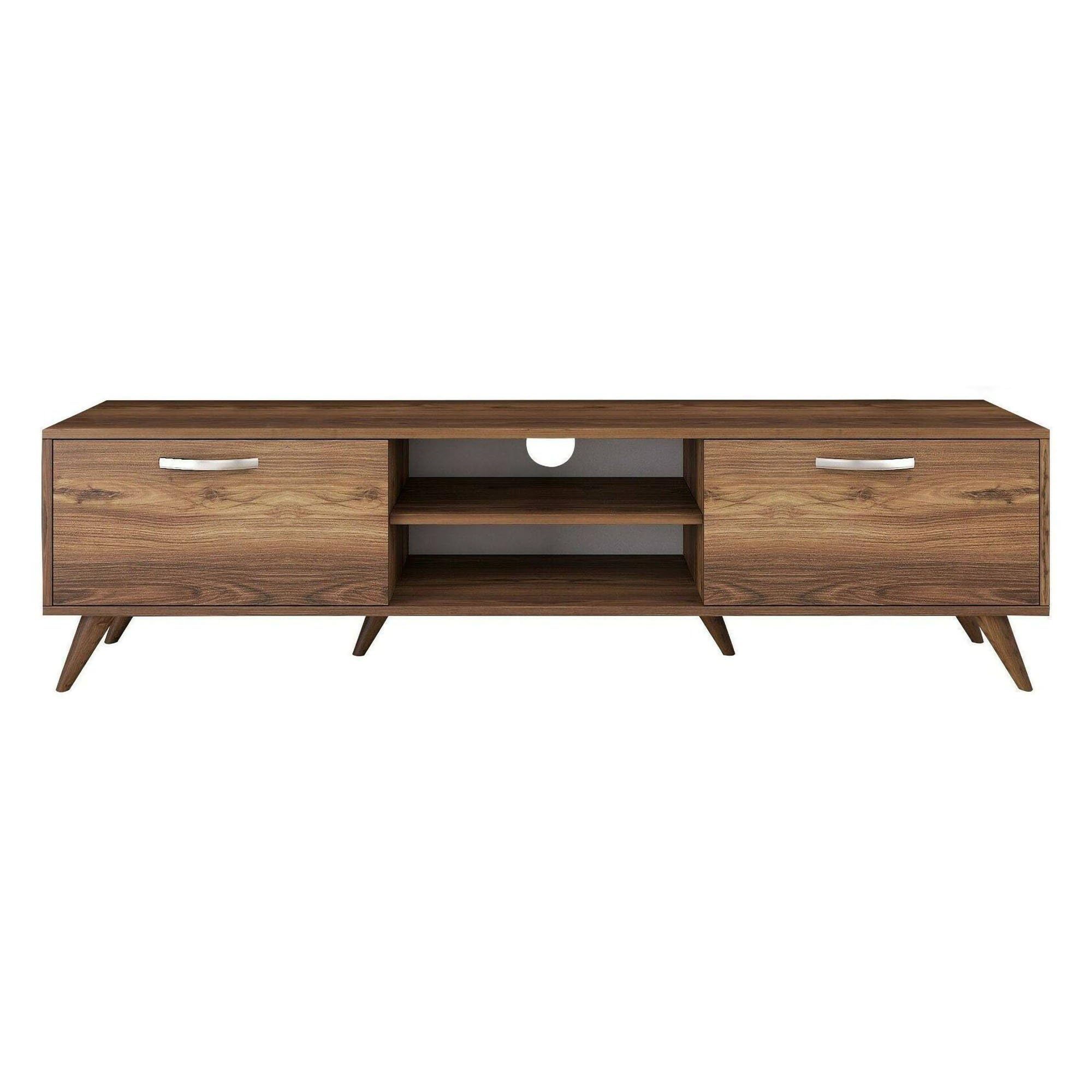 Dmora - Mobile porta TV Aldh, Credenza da soggiorno, Armadio basso per TV, Base parete attrezzata, 180x35h49 cm, Noce