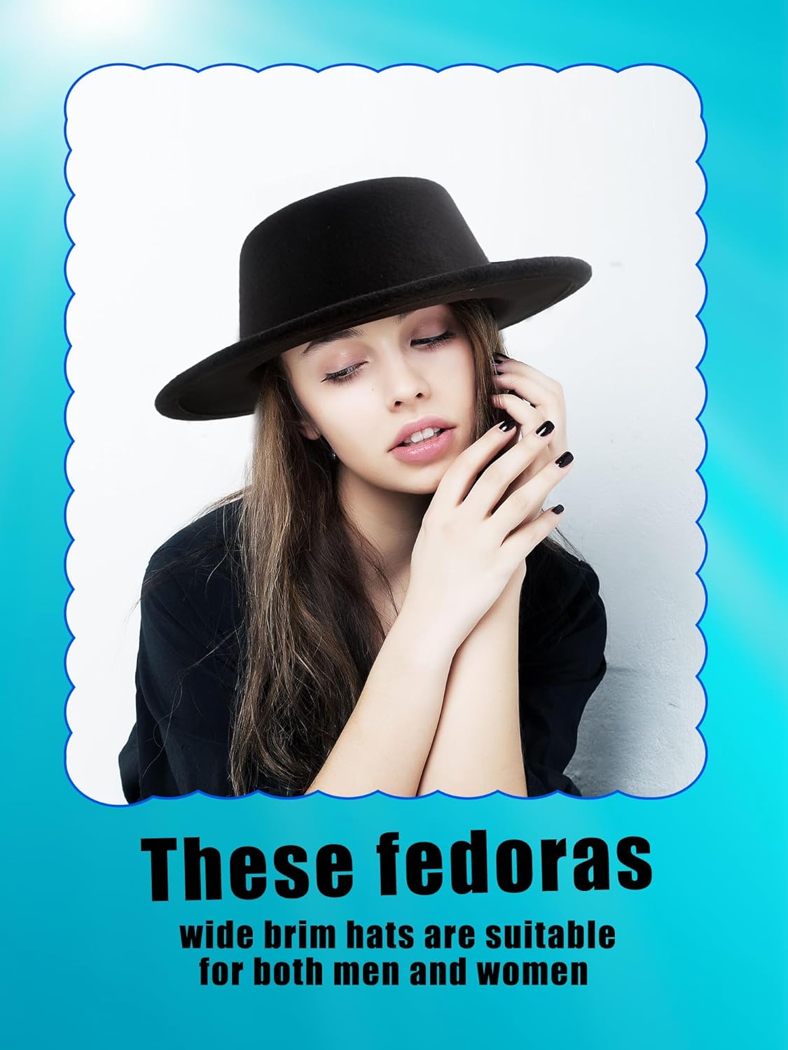 2 Pcs Black Fedora Flat Hats Wide Brim Flat Top Fedora Adjustable Derby Top Hat for Teenager Child Jazz Wedding Party Dress Up - Image 4