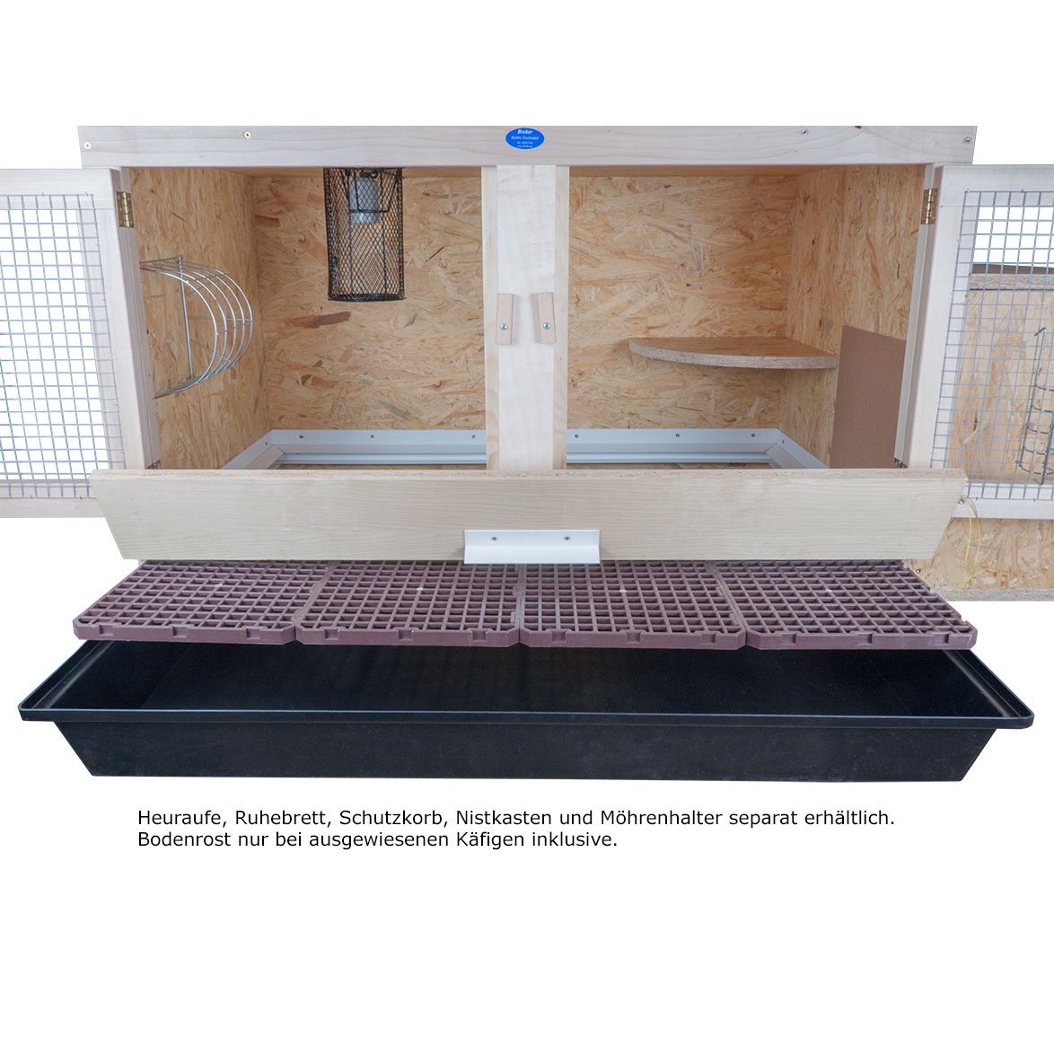 Kaninchenstall - Doppeltür mit Holzvorderfront-100 x 60-mit Bodenrost-Holzstall-Kleintierstall