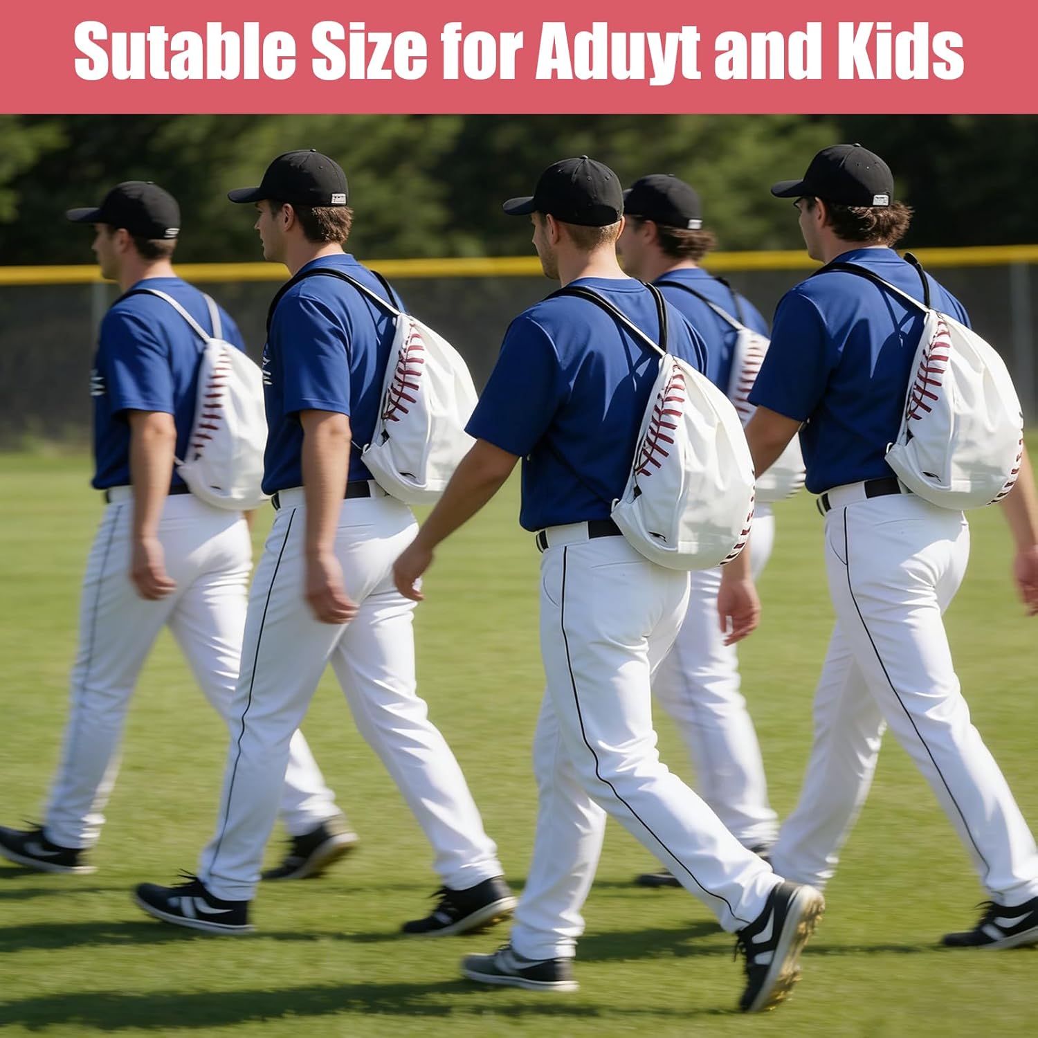 16 PCS Baseball Drawstring String Bag, 13.4"x15.7" Baseball Goodie Bags Lightweight Baseballs Drawstring Backpack Bag Drawstrings Gym Bages for Team Sport Ball Theme Birthday Party Supplies - Image 5