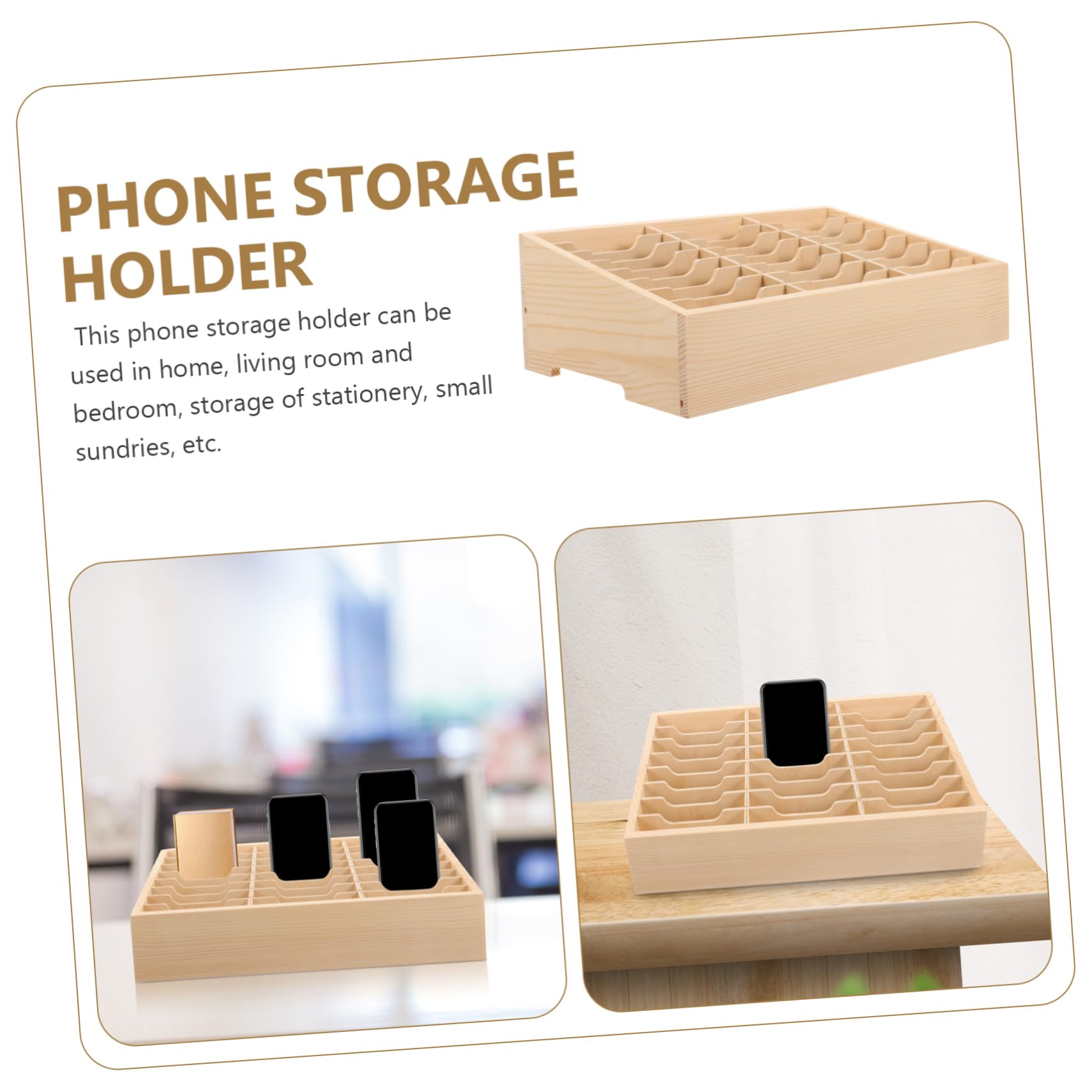 Soporte Multifuncional Móvil De Madera Con Múltiples Compartimentos Caja Organizadora De Escritorio Para Aula Oficina y Hogar Almacenamiento Ordenado De Teléfonos Celulares