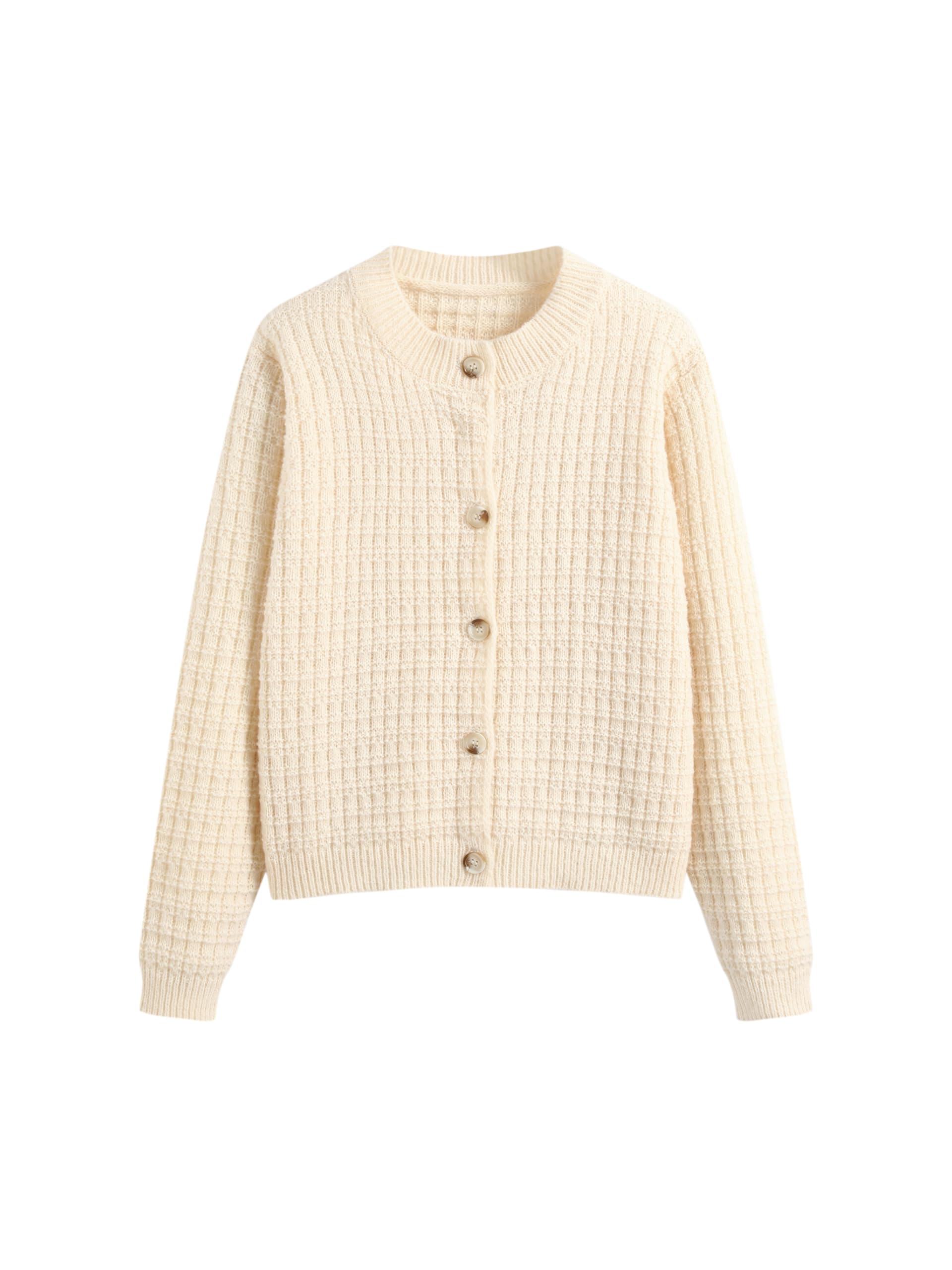 CIDER Knit Round Neckline Button Cardigan
