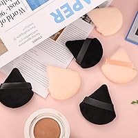 Vista 48 de Pimoys 6 esponjas de maquillaje facial, esponja de terciopelo suave triangular, esponja de belleza para polvo suelto (negro, rosa)