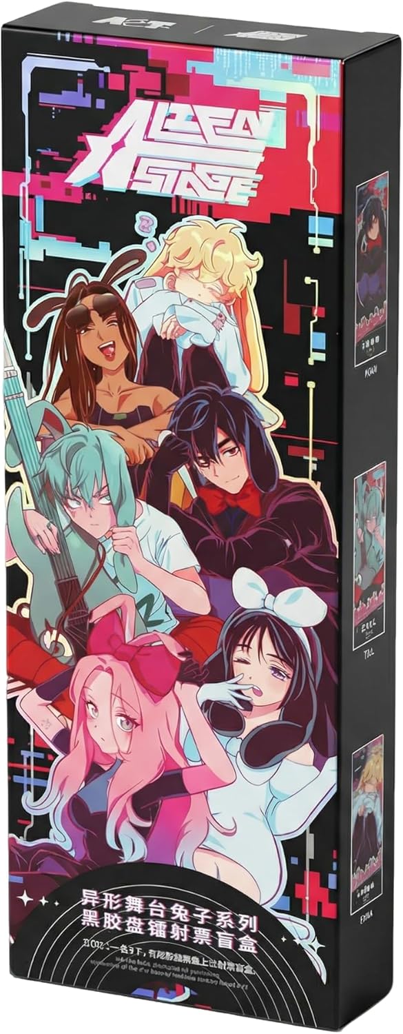 Alien Stage Rabbit Series Blind Box Ticket Bookmark, Officially Licensed Anime ALNST Merch with Bonus Black PVC Disc (Whole Set, Contains All of 6 Characters)