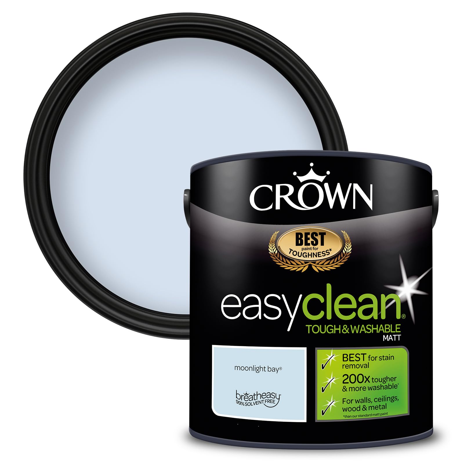Crown Paints Crown Easyclean Moonlight Bay Matt Emulsion Multisurface Paint 2.5L