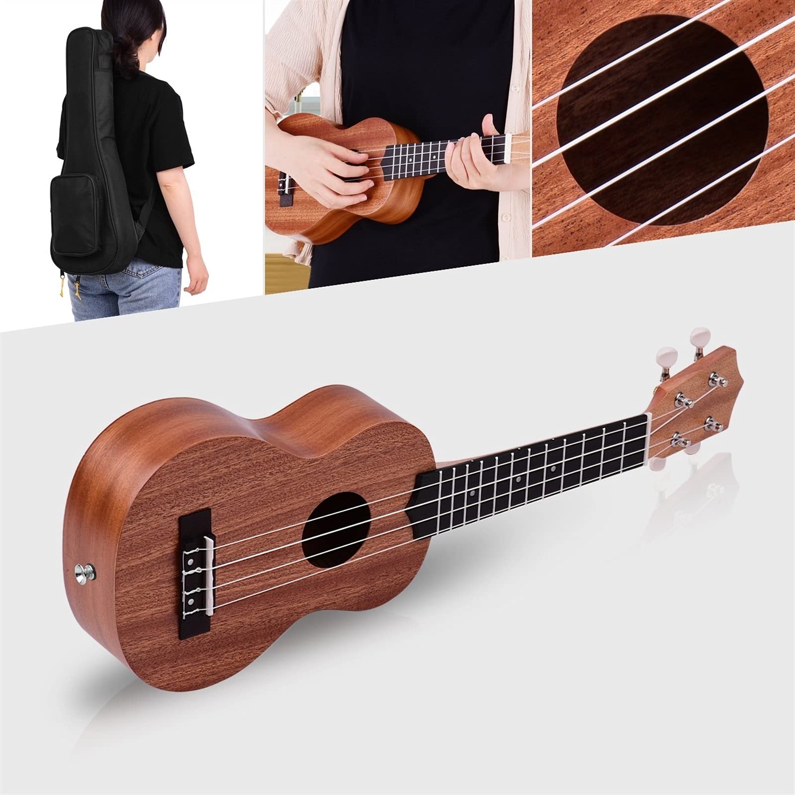 Ukulele koncertowe Początkujący Ukulele 21- calowy Akustyczny Sopranowy Most Podstrunnica Z Zestawem UKE (Color : Red)