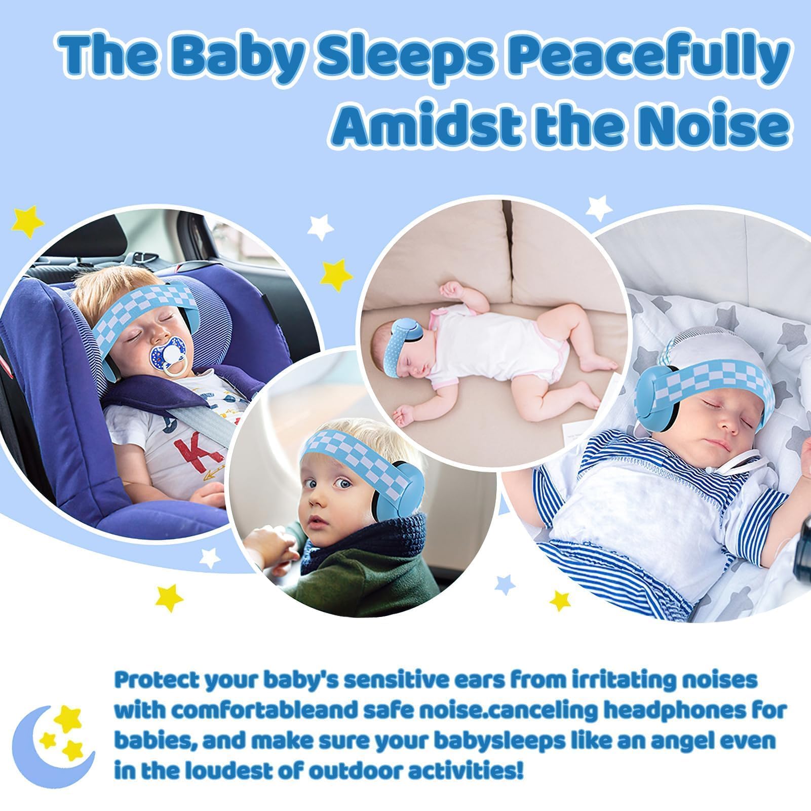 Paraorecchie Neonato, Protezione Dell'udito Regolabile Per Bambini, Insonorizzate Adatte Per Bambini Dai 3 Mesi Ai 2 Anni (Blu)