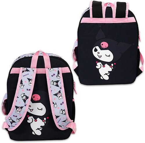 Miniatura 4 de SANRIO Mochila Kuromi con juego de lonchera Paquete con 16 mochilas escolares, bolsa de almuerzo, botella de agua, calcomanías, más Kuromi mochila