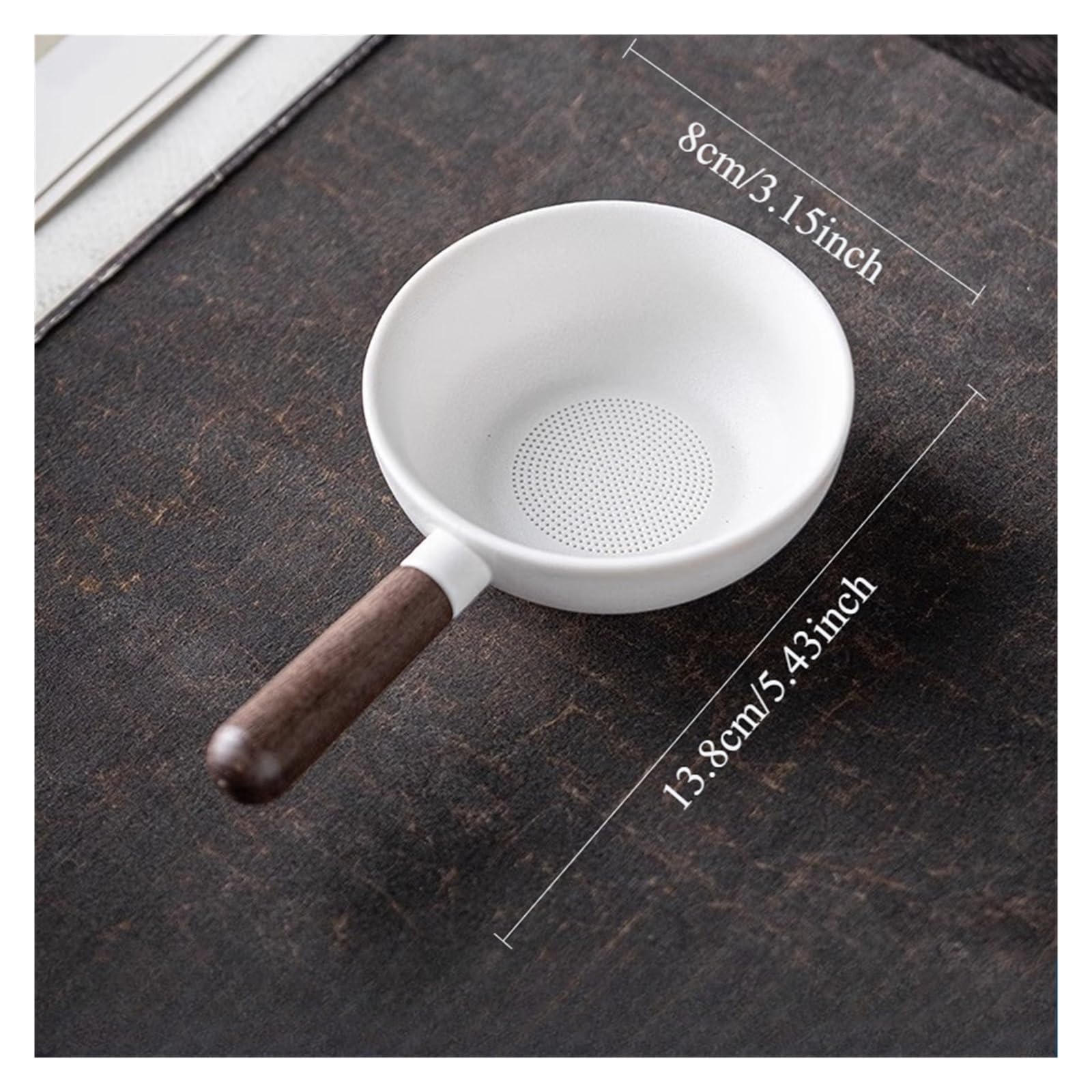 Teesieb aus Keramik Teesieb mit Sandelholzgriff, Schwarz-Weiß-Teefilter, Keramikfilter, Teezeremonie-Zubehör, Teeset-Zubehör für Familie und Büro(Black-1 set)