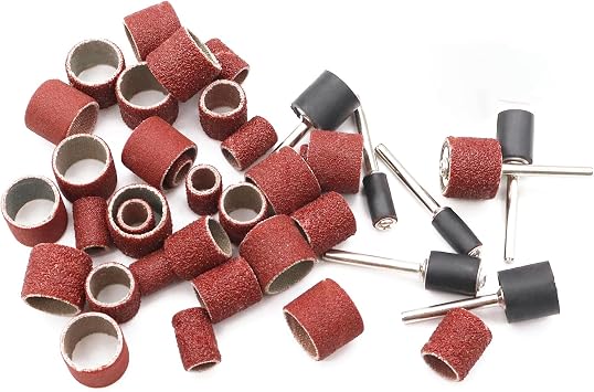 400 Pieces Sanding Drums Kit,Drum Sander Sleeves 376pcs (80 120 240 320 400 600Grit),24Pcs Drum Mandrels diameters,for Dremel Rotary Tool