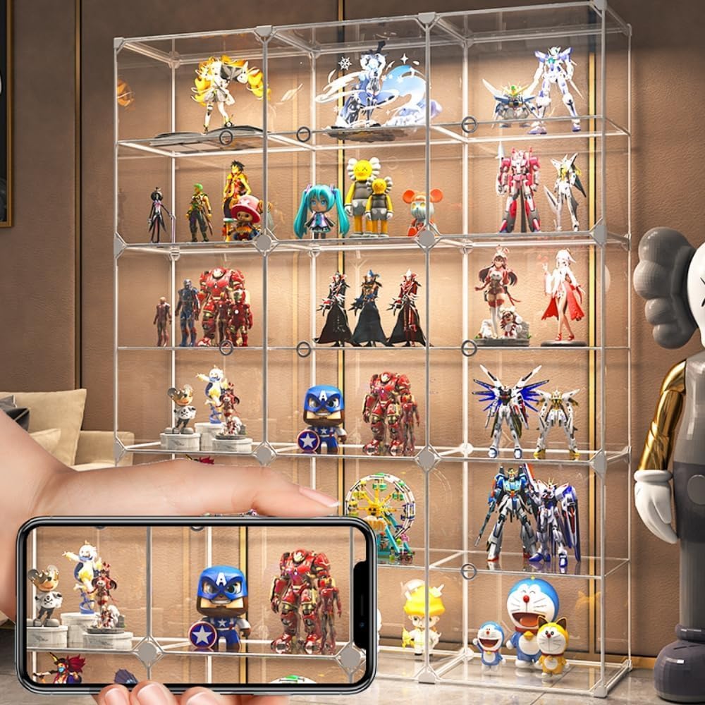 【送料込み】アベンジャーズ基地風 木製ラック フィギュア収納 ハンドメイド 上置きセット ( 上置ロー ＋ 本体ハイタイプ 引き戸 幅83cm 奥行