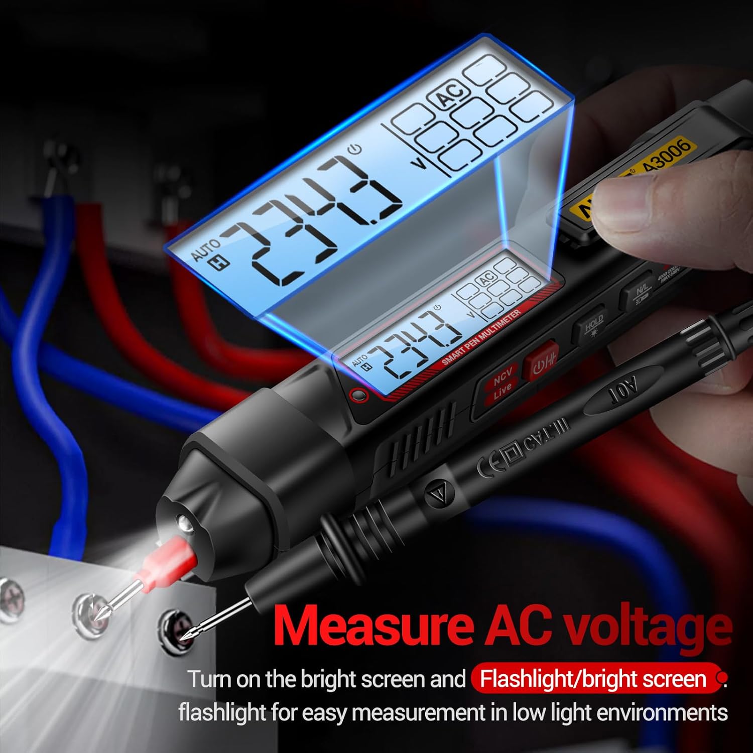 Irfora A3006 Pen Type Digital Multimeter 4000 Count AC/DC Voltage Tester Fire Line Detector Resistance acitance and Diode Testing Electric s
