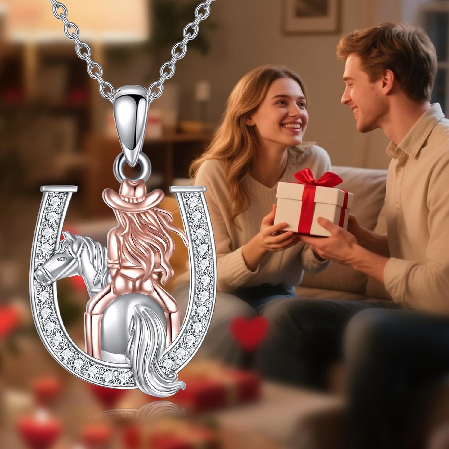 Horseshoe Necklace Sterling Silver Cowgirl Horse Pendant Western Jewelry Gifts for Women Mom - Image 6