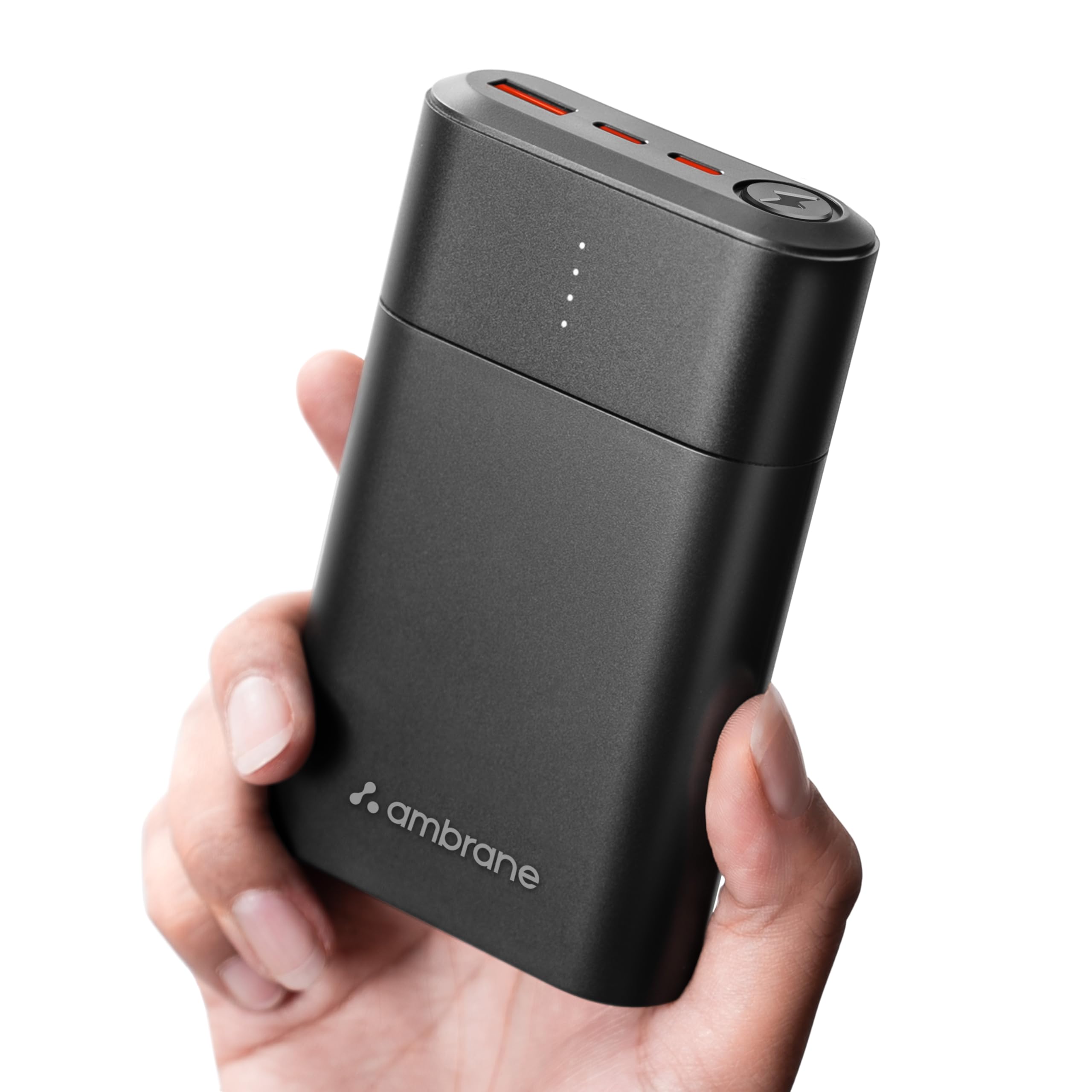Ambrane PowerLit Duo 30 Type-C Ports and a USB-A Port 20000 mAh powerbank Black-image-33