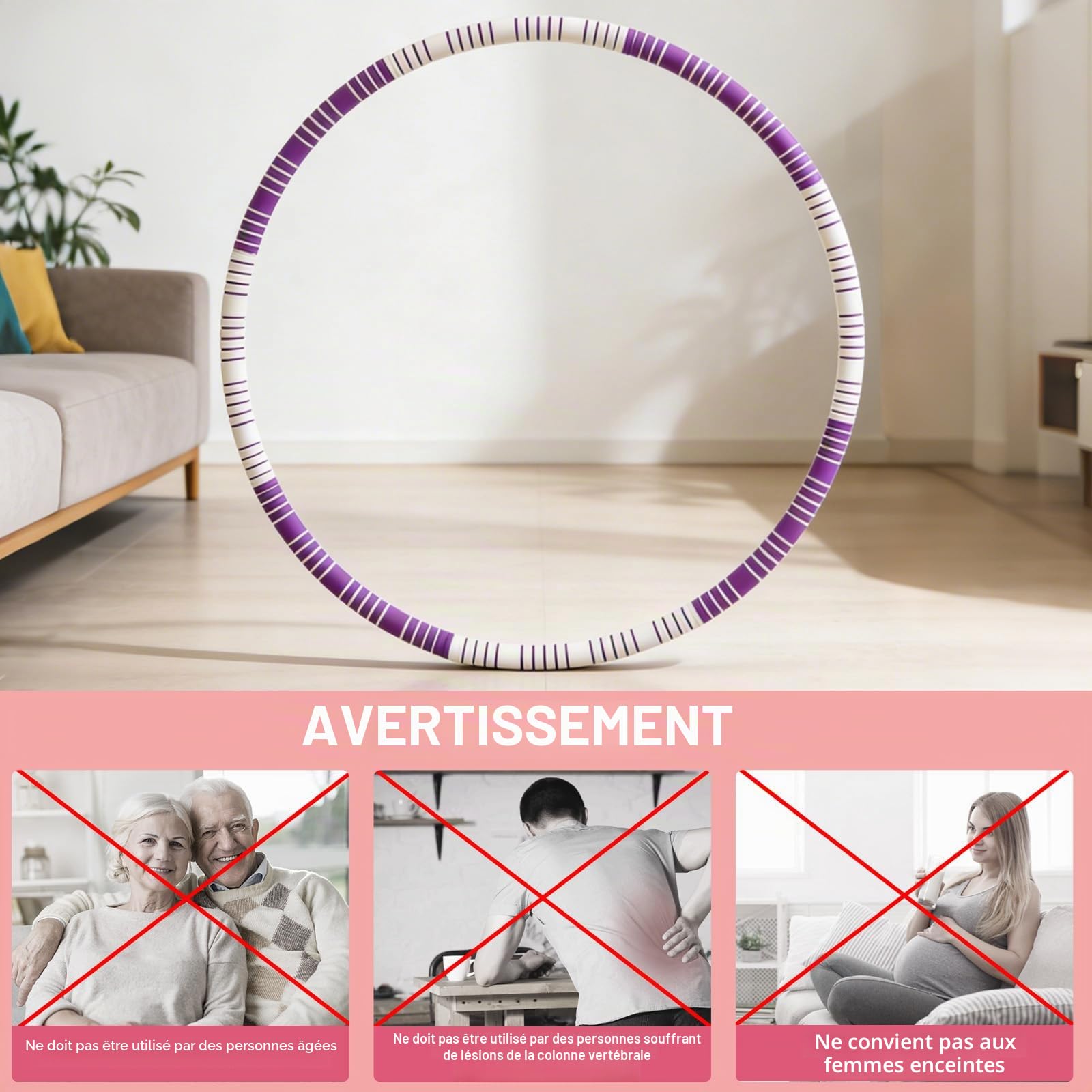 Cerceau Hula Hoop, Cerceau de Fitness pour Adultes et Enfants 0,9 kg, Fitness Perte de Poids, Anneau en Mousse - Vagues de Massage - 8 Segments - pour Débutants et Confirmés