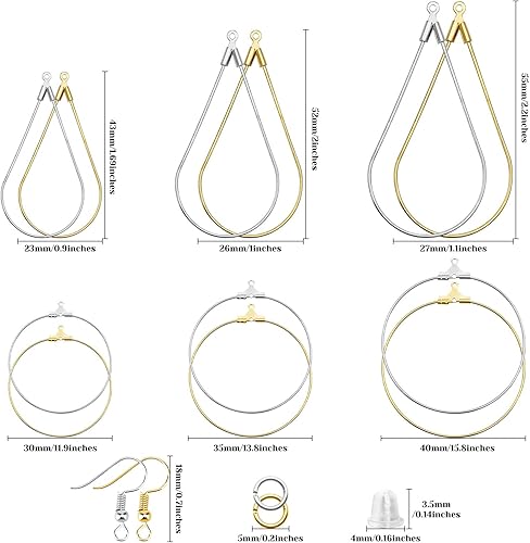 Miniatura 4 de Kit de 720 piezas de fabricación de aretes con 120 piezas de componente de búsqueda de aretes de aro, 200 ganchos, 200 anillos de salto, 200 aretes