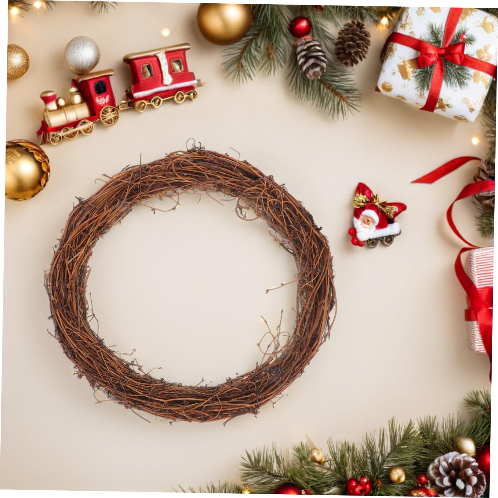 6piezas De Ratán Natural De Anillo De para Puerta De Entrada Decoración De Ratán para Manualidades Decoración De Hogar Boda Fiesta Invierno