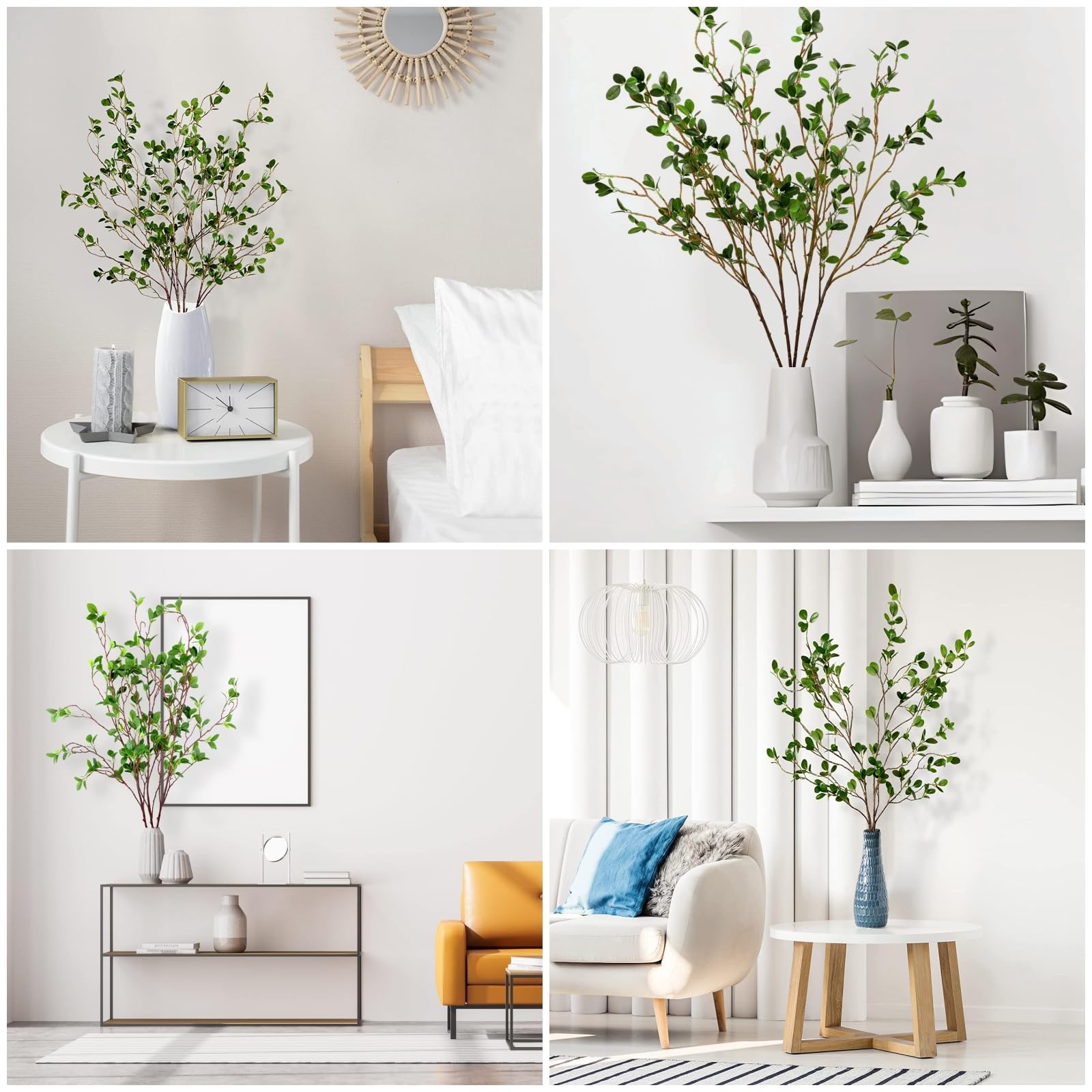 DEMIUKO 4 rami di ficus artificiali, foglie di piante verdi, rami artificiali, 110 cm, rami di eucalitto decorativi, per interni, per la casa, il matrimonio, l'ufficio, decorazione