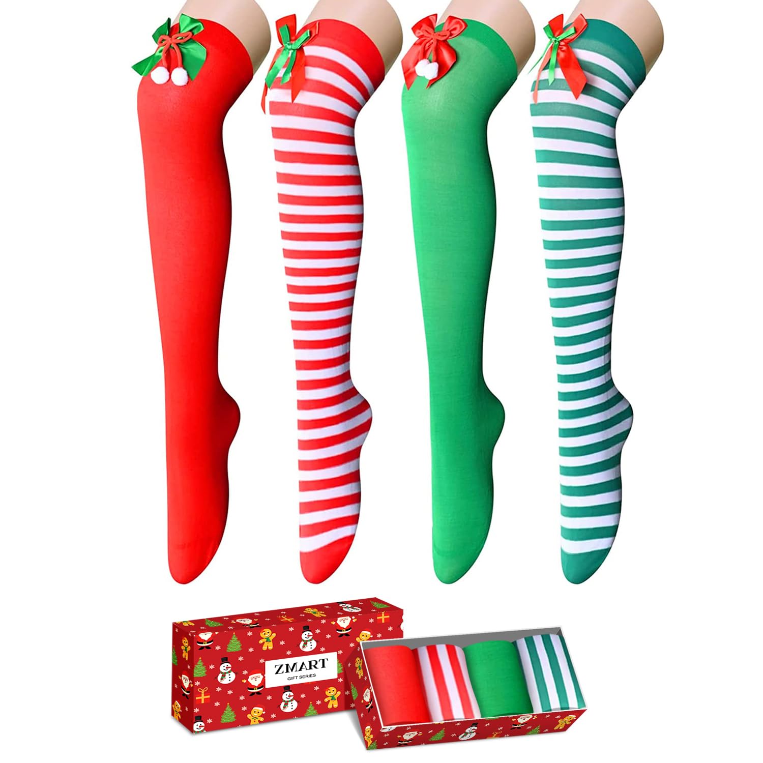 Zmart Women's Striped Thigh High Socks - Long Over the Knee Socks for Teens and Women