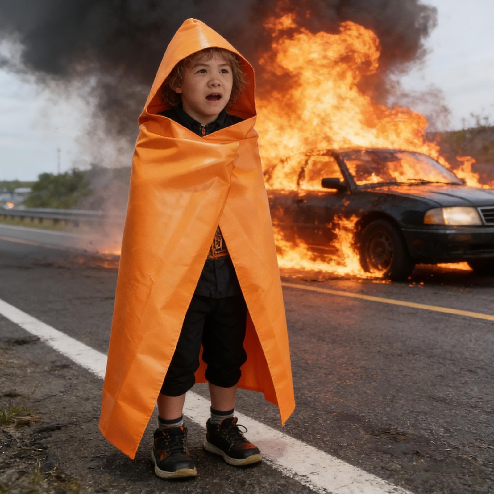 Capa Ignífuga Capa Ligera con Capucha | Traje de Evacuación a Prueba de Fuego Para Hogar Hotel Cocina Hombres Mujeres Niños Niñas Jóvenes Adultos