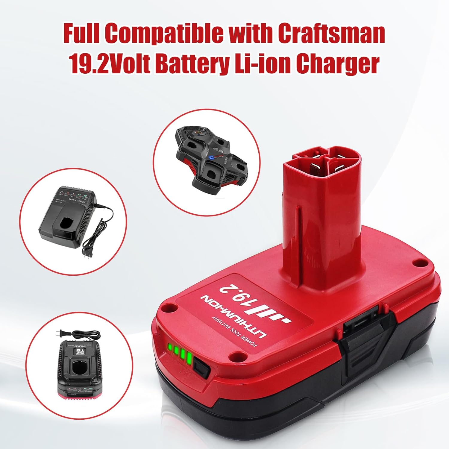 2 Packs 3.6Ah Diehard 19.2V C3 Battery Replacement for Craftsman 19.2 Volt Battery Li-ion Compatible with Craftsman 315.pp2011 315.pp2020 315.113753 130279005 1323903 11375 315.115410 Batteries(Red)