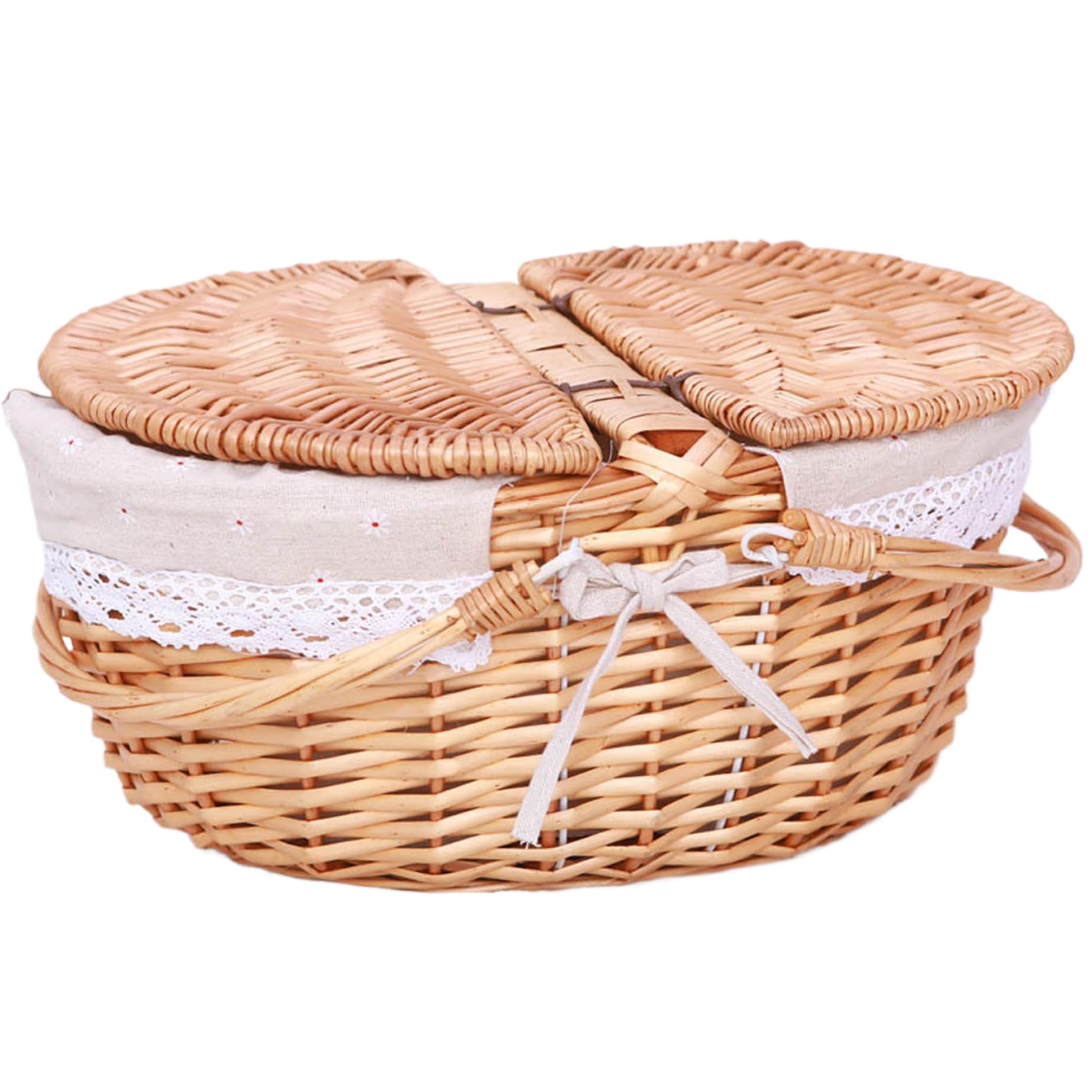 Panier de pique-nique en osier vide à garnir pour un cadeau original beige