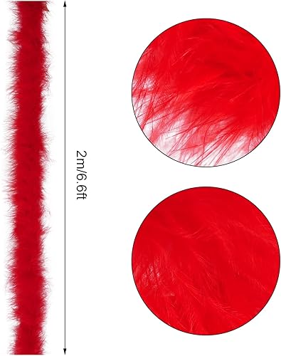 Miniatura 2 de Dxhycc Boa de plumas de marabú de 2 yardas para manualidades, boda, fiesta, Halloween, decoración de árbol de Navidad, 0.71 oz, Rojo -