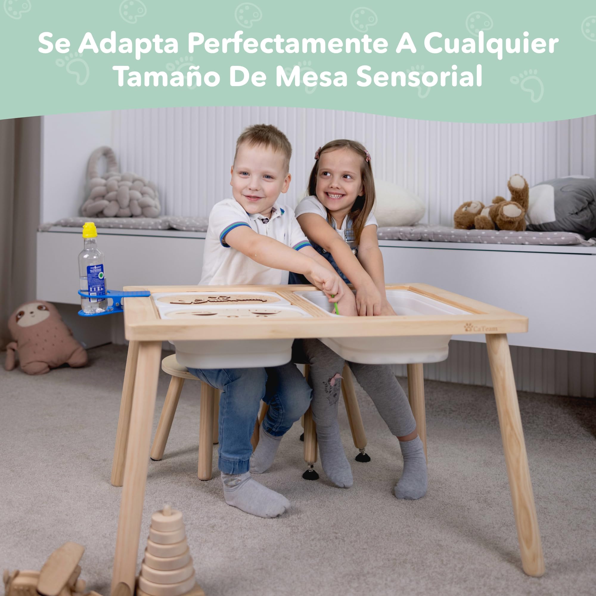 Cateam Montessori Taburete de madera - Silla ajustable para niños pequeños con pies antideslizantes - Taburete para niños sentados y de pie para baño, cocina y sala de juegos - Juego de 2 unidades