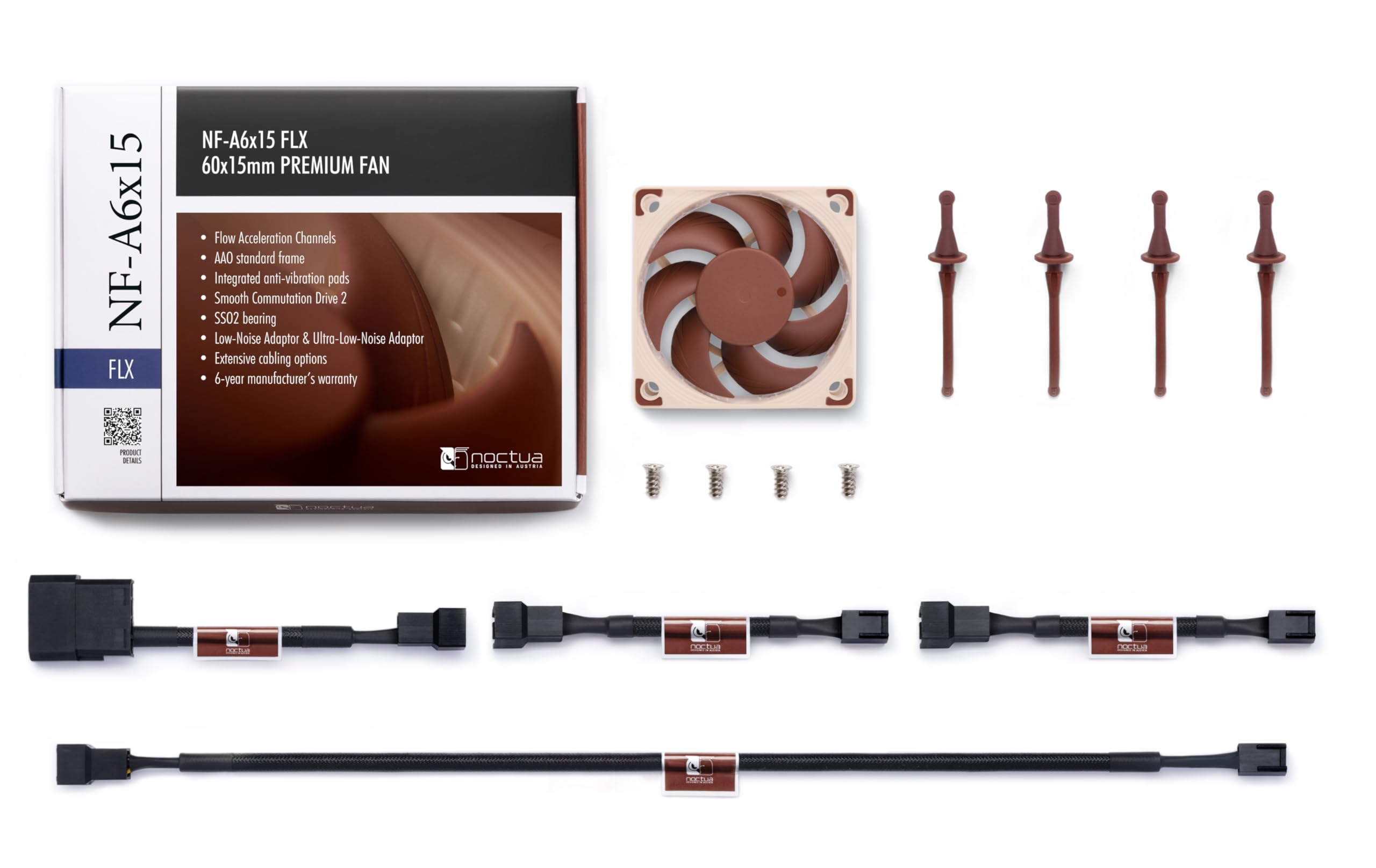 Ventilateur Noctua NF-A6x25 FLX 60mm - Silencieux Premium 3 Broches