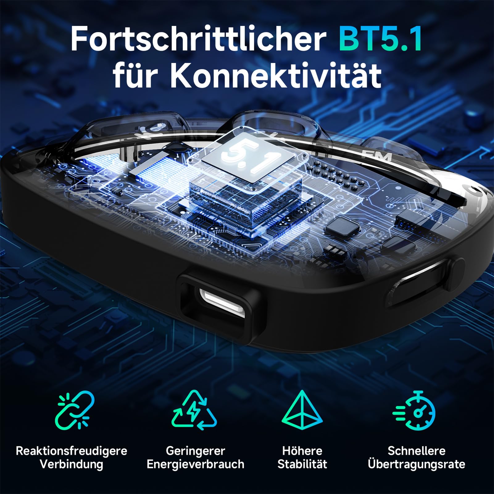 Moman Bluetooth Kommunikationssystem für Motorradhelme, Mono-Headset mit Hi-Fi Lautsprechern & Geräuschunterdrückung, FM-Radio, KI-Sprachassistent, Freisprechen, IPX6 wasserdicht (Einzelfahrer)