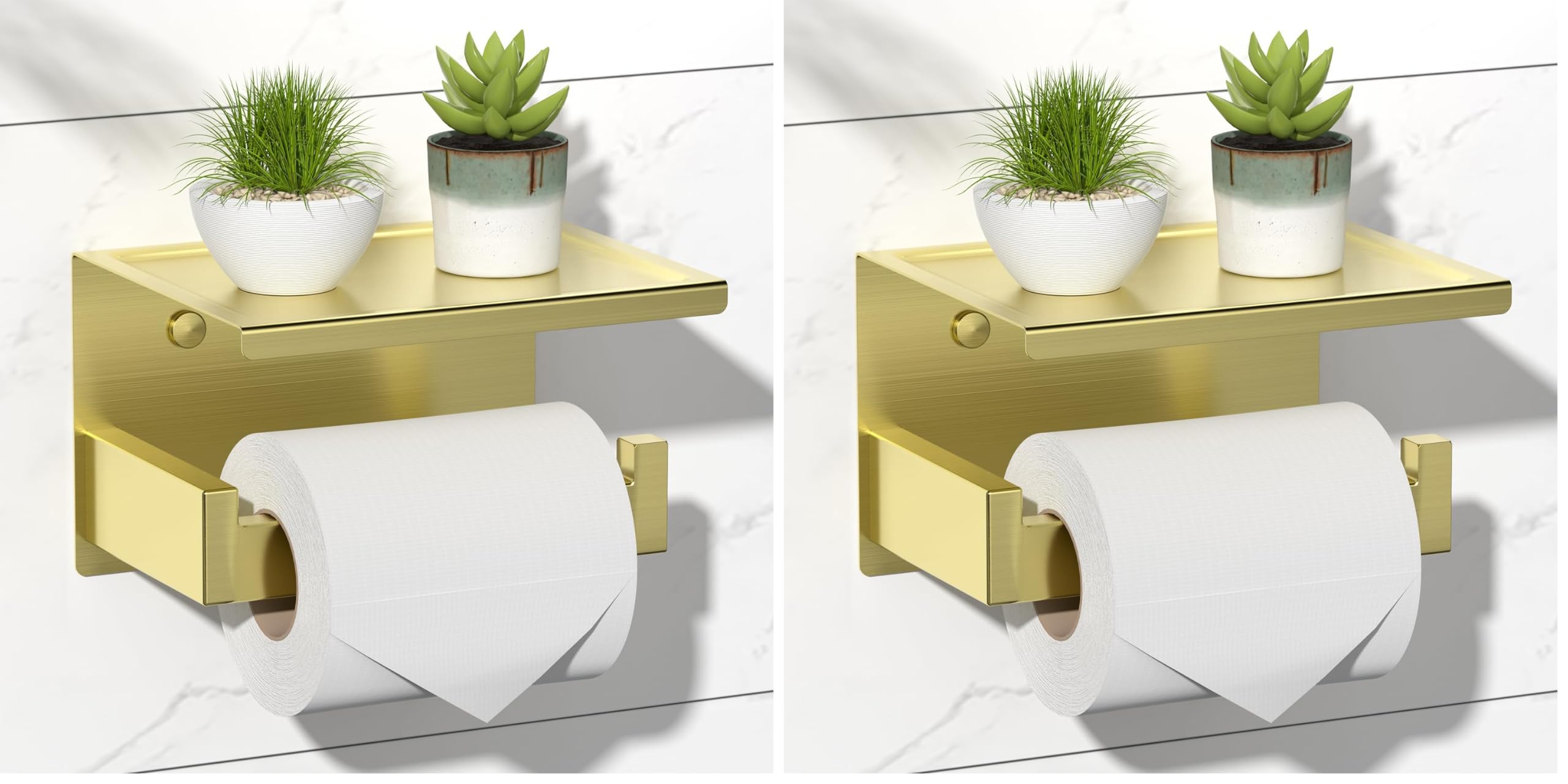 HITSLAM Toilet Paper Holder with Shelf, Stick on Matte Black Toilet Paper Roll Holder, Self Adhesive or Wall-Mount with Screws for Bathroom,Washroom — Amazon image 11