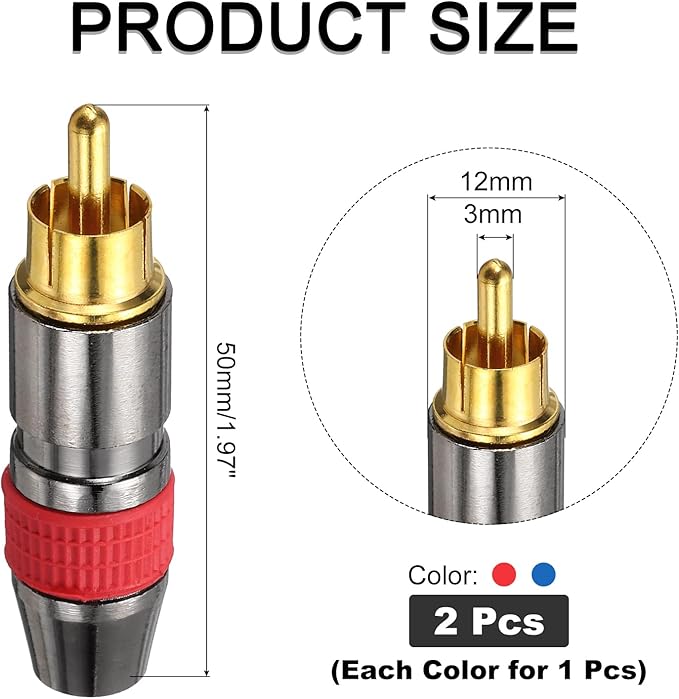4 Adaptadores de Conector RCA Macho para Audio y Video miniatura 2