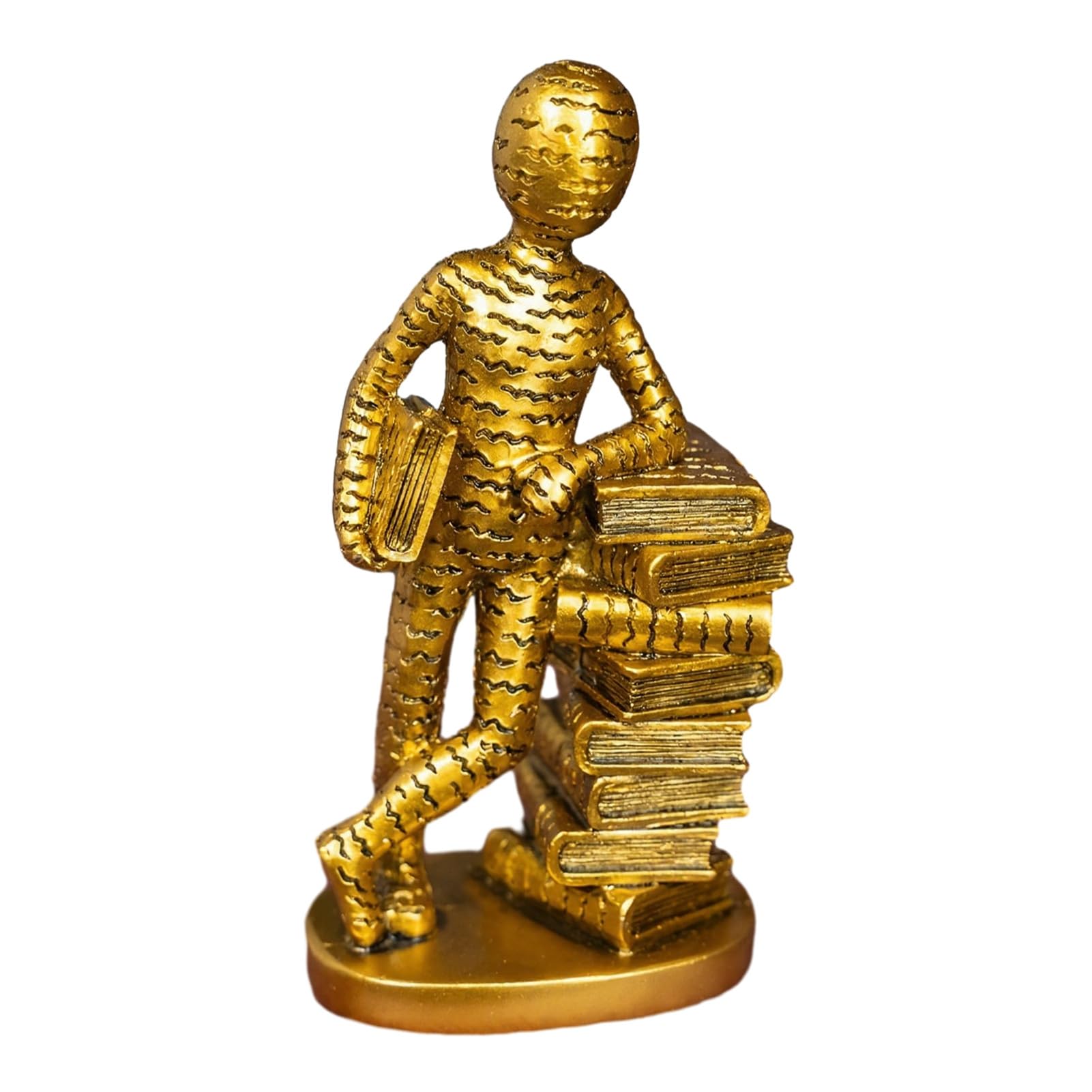 pidodou Resin Book Lover Statue Decorative Reader Sculpture for Bookshelf