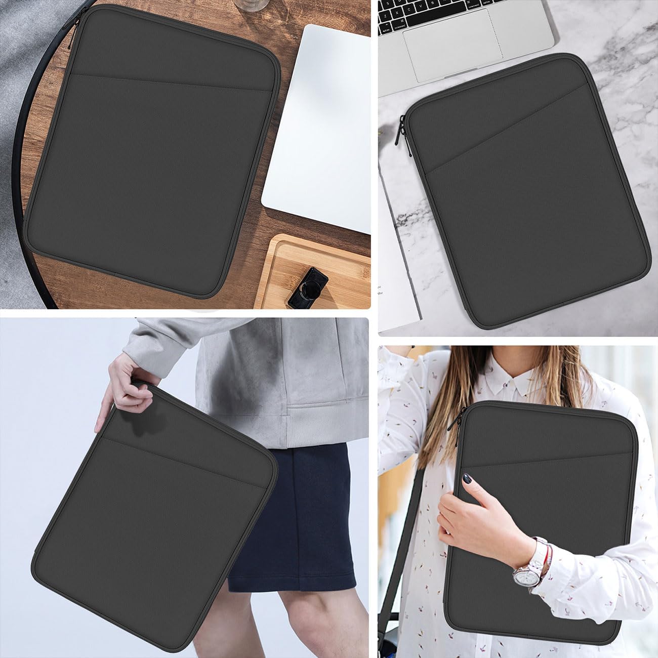 MoKo 13 Inch Tablet Sleeve Bag, Compatible with 13 Inch New iPad Pro M5 & Air M3 2025, iPad Pro 12.9 inch M2&M1, Galaxy Tab S8+/S9+ 12.4", Waterproof Bag Carrying Case with Pocket, Dark Gray - Image 7