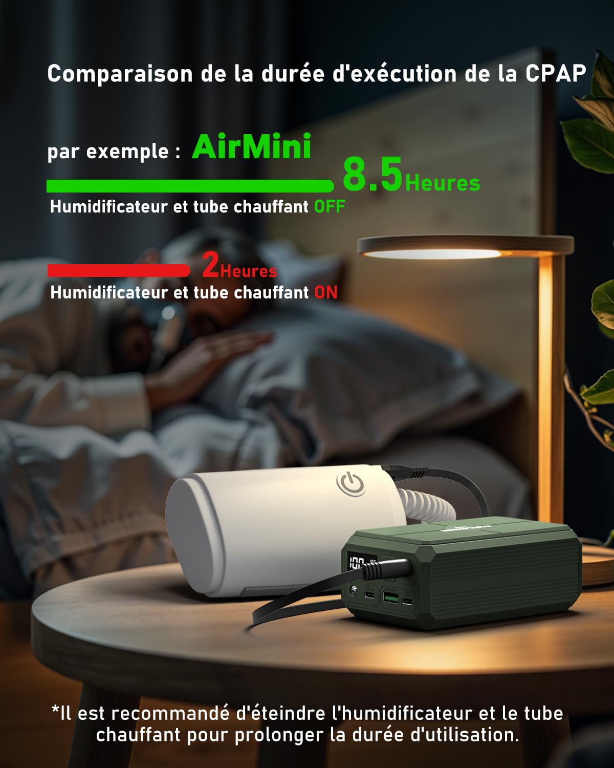 EASYLONGER ES270 CPAP Batterie pour Voyage en Avion 99Wh Batterie CPAP pour Camping CPAP Power Bank pour ResMed AirMini, AirSense 11/10, AirCurve 11, Sefam EcoStar/S.Box/Néa, BMC M1 Mini, DreamStation