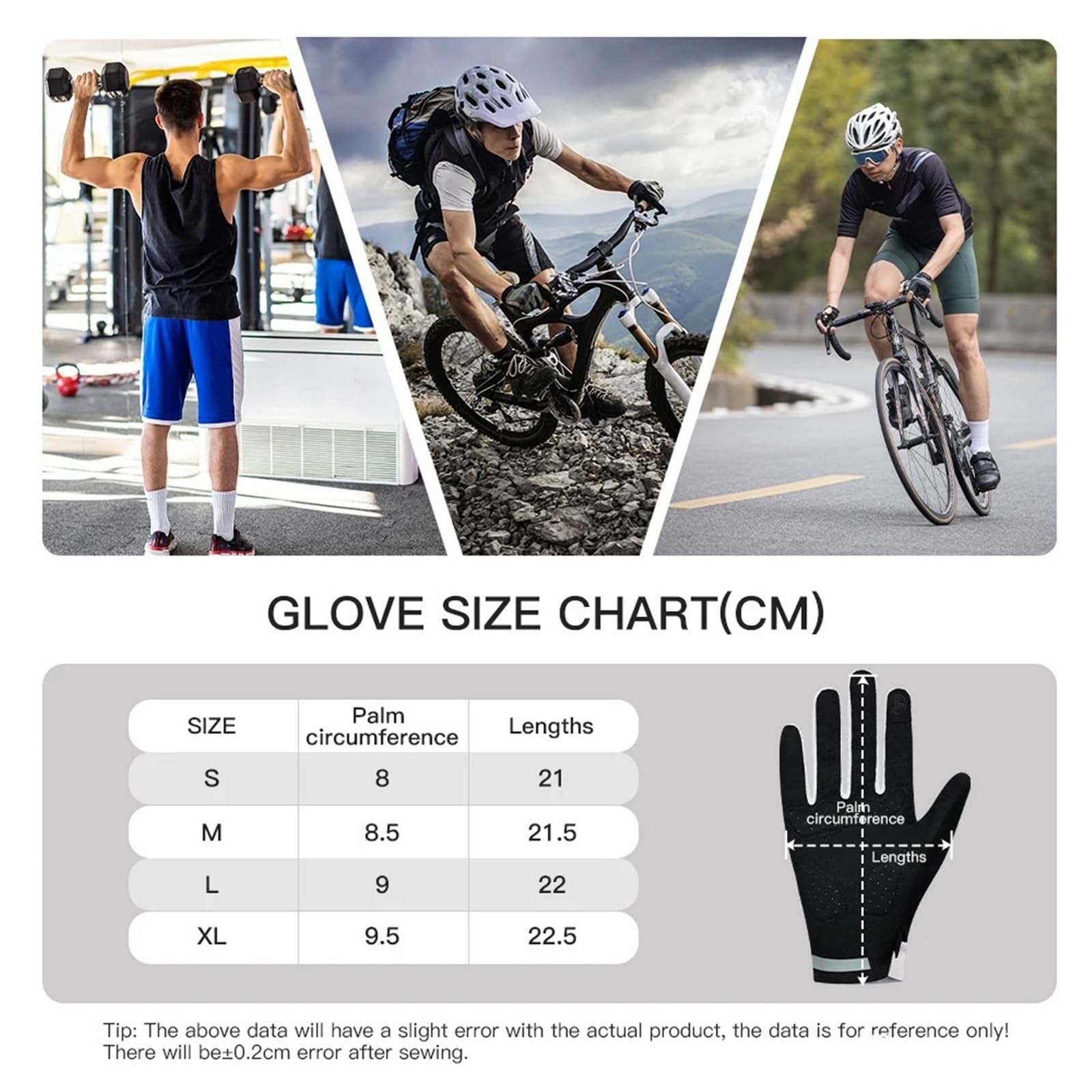 Generisch Unisex-Winter-Langfinger-Fahrradhandschuhe, leichte warme Handschuhe for Rennrad und Mountainbike