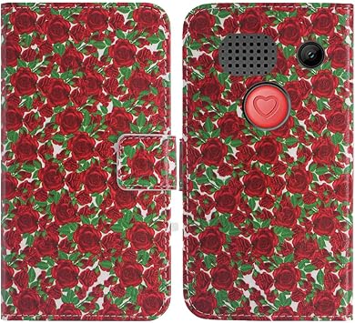Rose Stain Resistant Pouch Protective Stylish Cover Case Stand Leather Synthetic Leather Card Storage Cover Wallet Case Notebook Type Applicable Artfone C1 Plus 1.77 inch