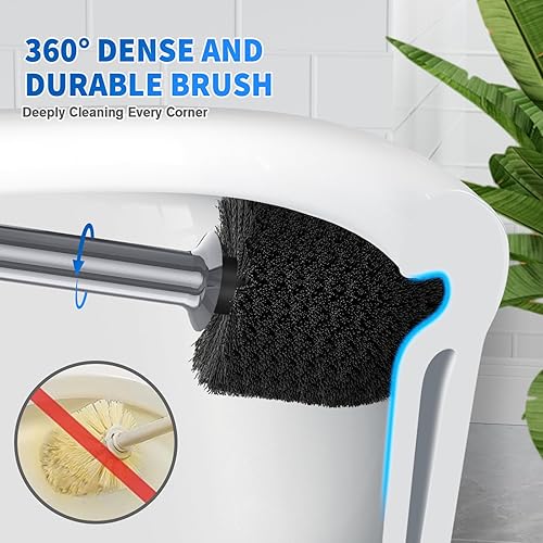 Miniatura 4 de Juego de émbolo y cepillo de inodoro, cepillo de cuenco y émbolo de inodoro resistente con soporte ventilado, combo de cepillo de inodoro 2 en 1 y