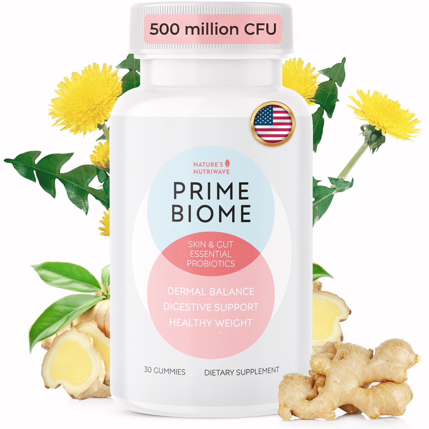 PrimeBiome Gummies – Inulin, Lion's Mane & Ginger – 30 Ct, 1 Month Supply 30 Count (Pack of 1)