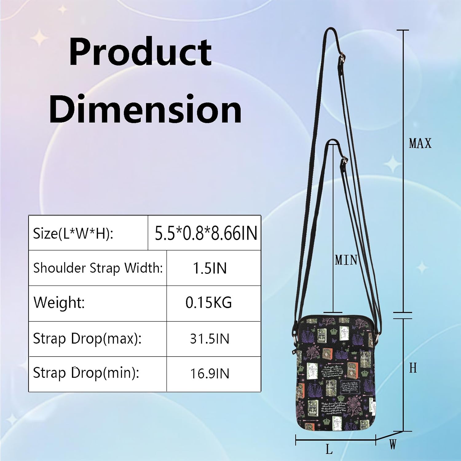 WSNANG Fantasy Romance Novel Inspired Crossbody Bag Romantic Quotes Shoulder Bag Kai Azer Fans Gift Booktok Merch - Image 6