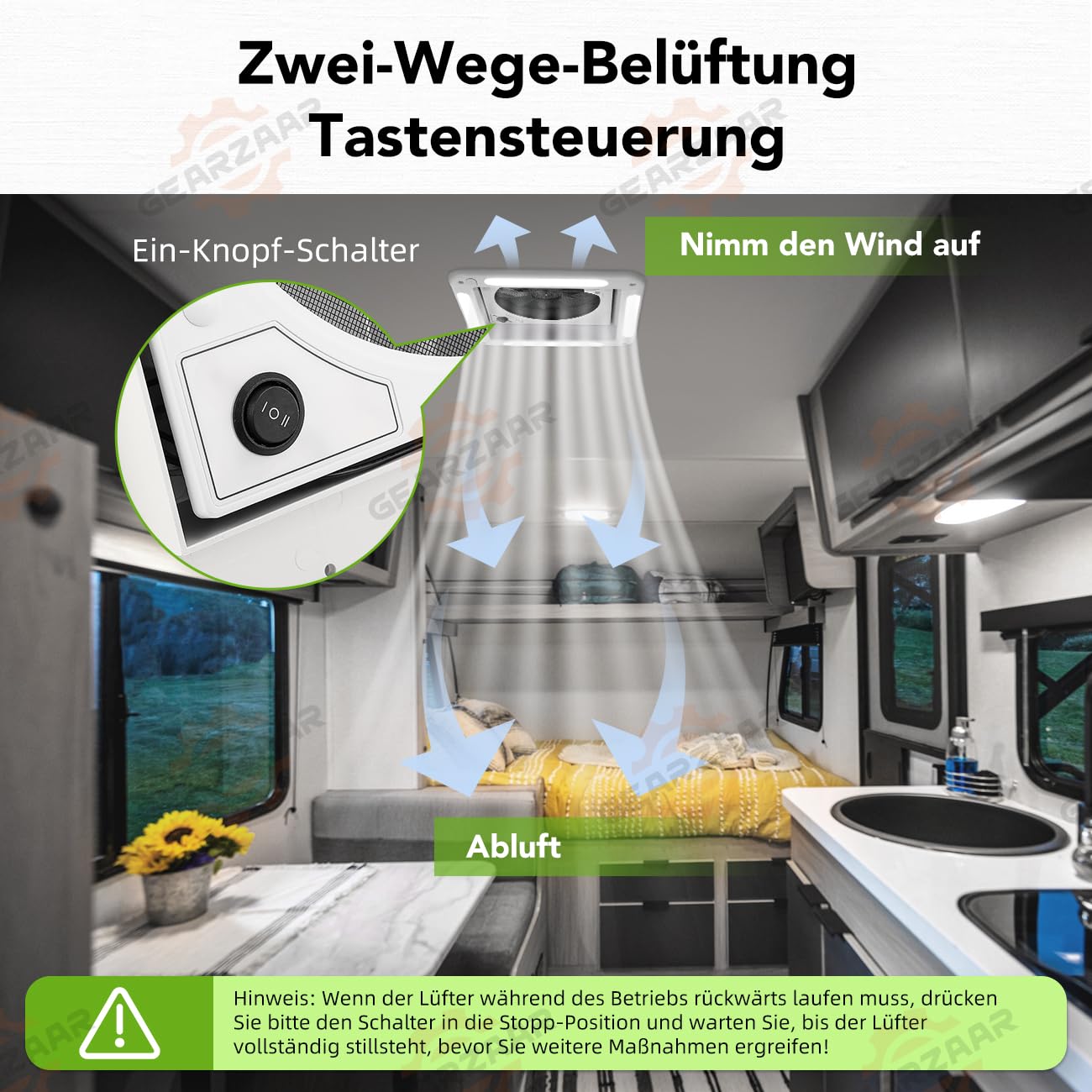 Wentylator dachowy 12V z światłem LED do kampera, wentylator wywiewowy IP68 28x28cm, Cichy wentylator RV 20–65dB, wentylacja do przyczepy kempingowej, wentylator dachowy z oknem 36x36cm do