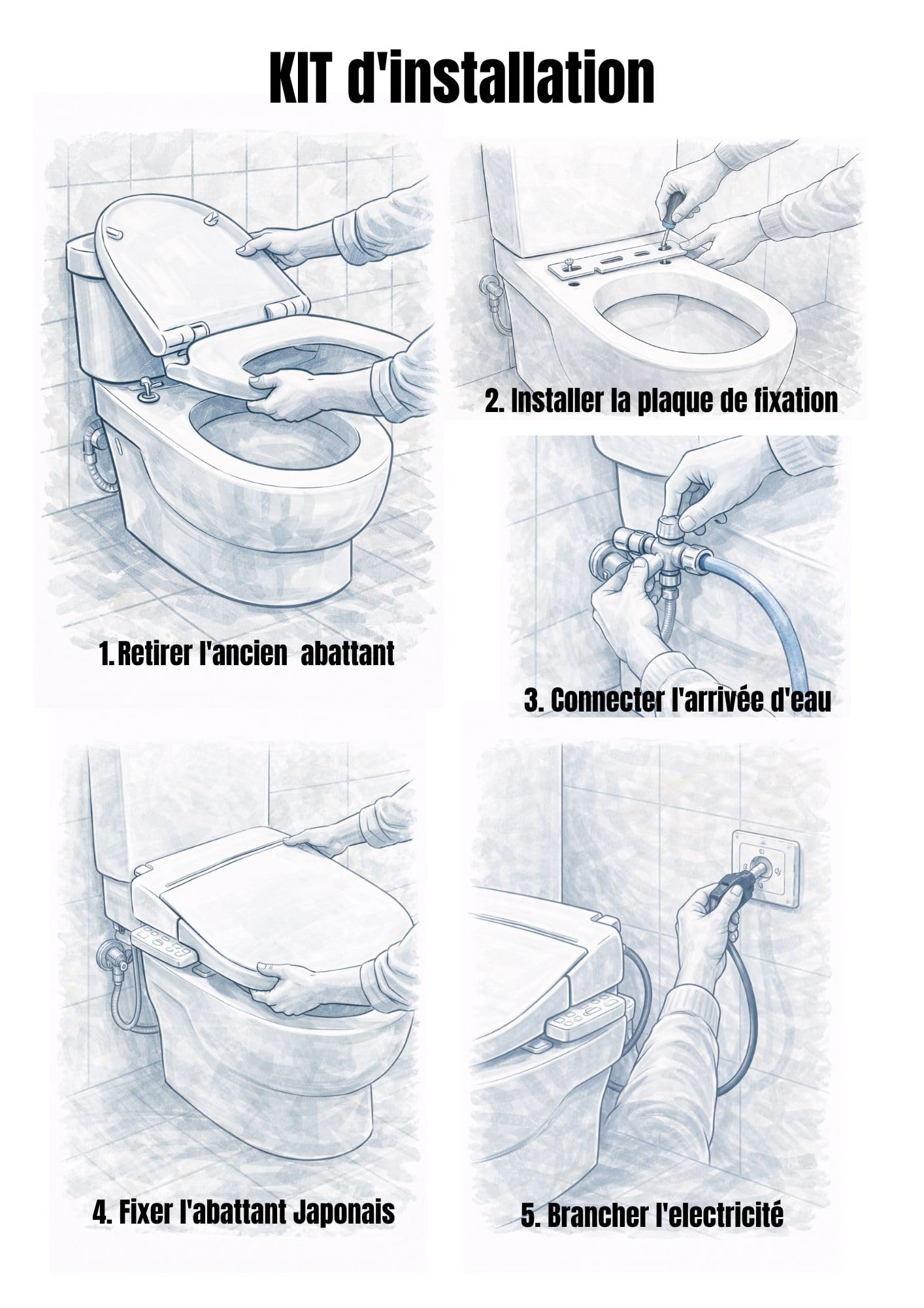 Abattant WC Japonais électrique extra plat Aquaeasy avec Fonction Lavage et Séchage, Siège Chauffant, Télécommande, Affichage LED, Lumière Nocturne, Température Réglable, Blanc