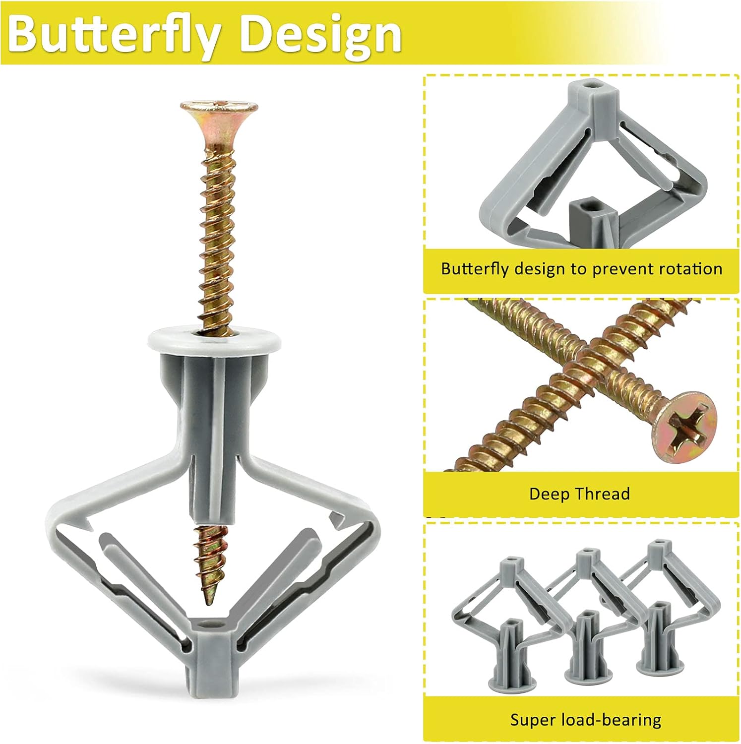 Plasterboard Fixings,50 Pcs Wall Plugs,Universal Plasterboard Rawl
