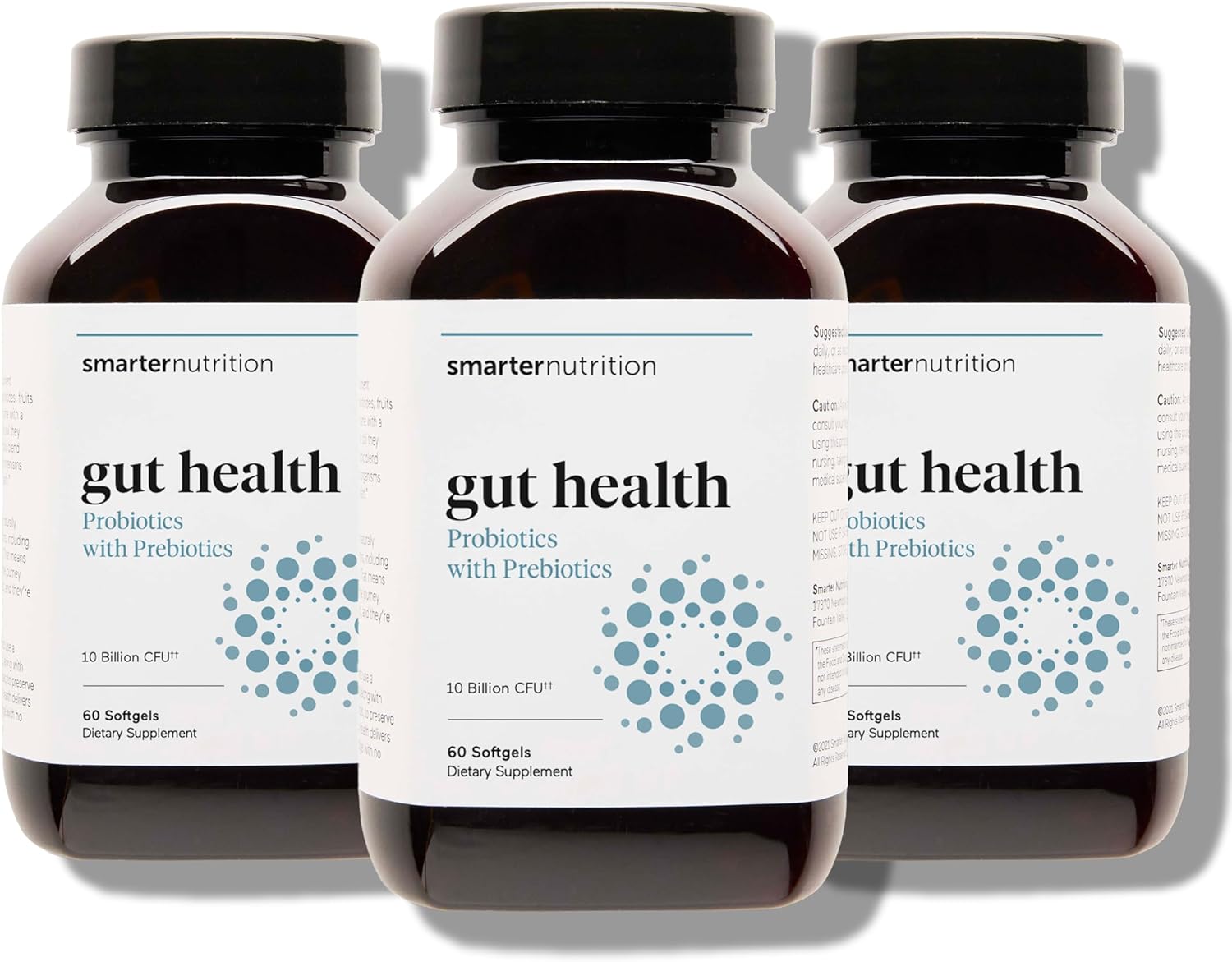 Smarter Nutrition Gut Health Probiotics with Prebiotics – 100% Soil-Based Strains with MCT Oil for Digestive, Immune Health, Gut Microbiome – Vegetarian – 180 Count(Pack of 3) – 90-Day Supply