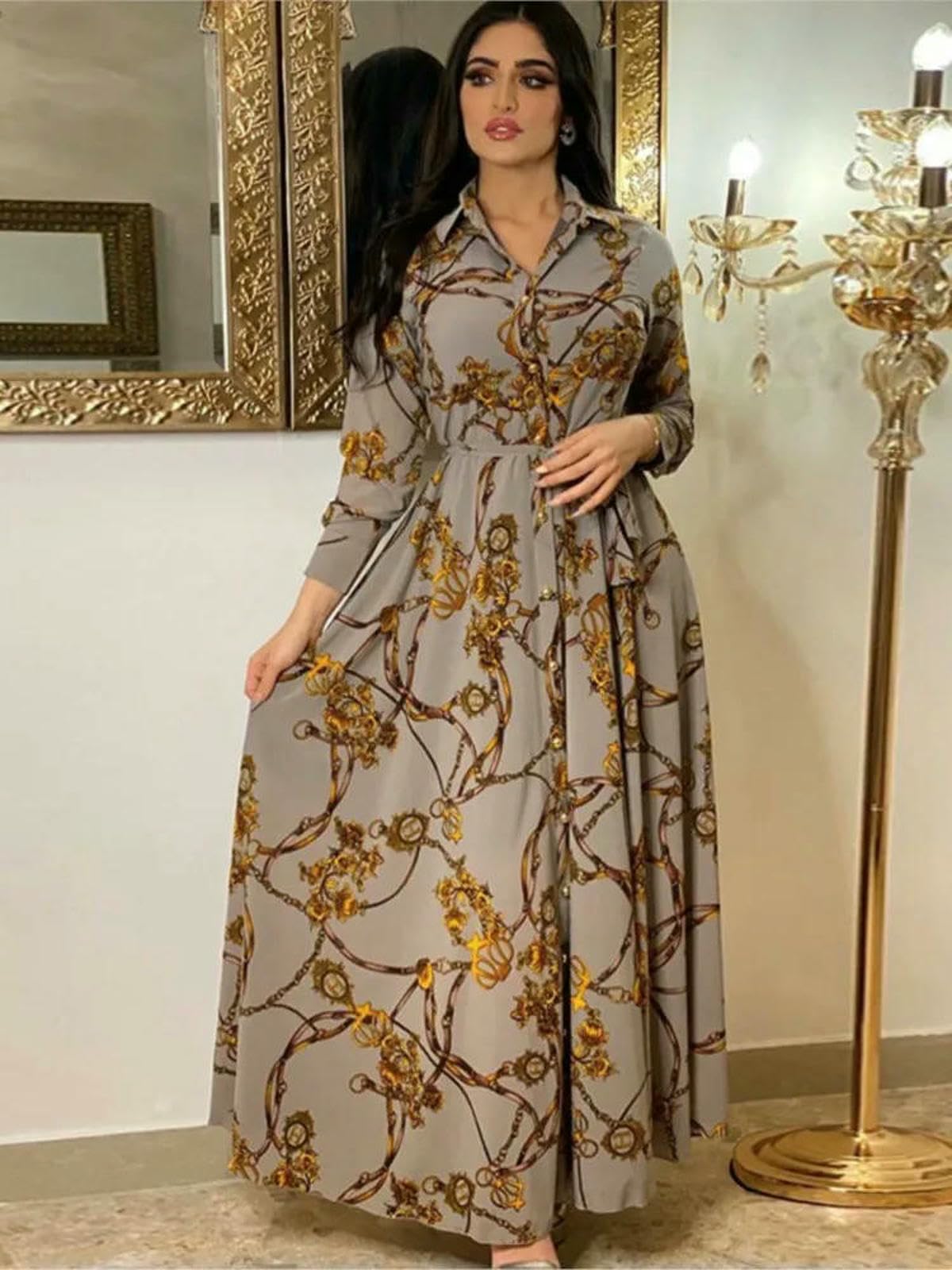 Vestiti a Maniche Lunghe Abito da Lunghi Abiti con Singolo Petto Digitale Femminile Autunno Autumn Domenne Nuova Camicia Donna alla Moda Colletto