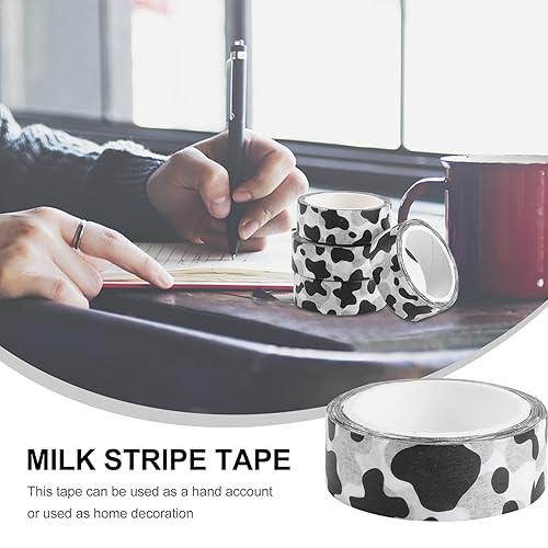 Miniatura 9 de Abaodam Cinta washi de vaca con estampado de animales, 5 unidades, cintas adhesivas para álbumes de recortes, cintas adhesivas negras y blancas para