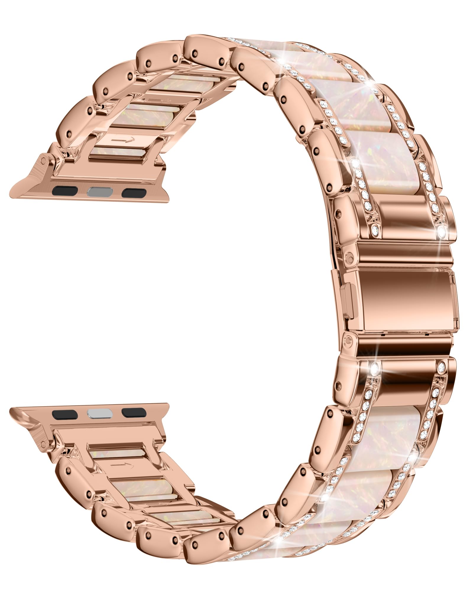 Photo 1 of Moolia Metal Band for Apple Watch 38-46mm, Rose Gold/Pearl