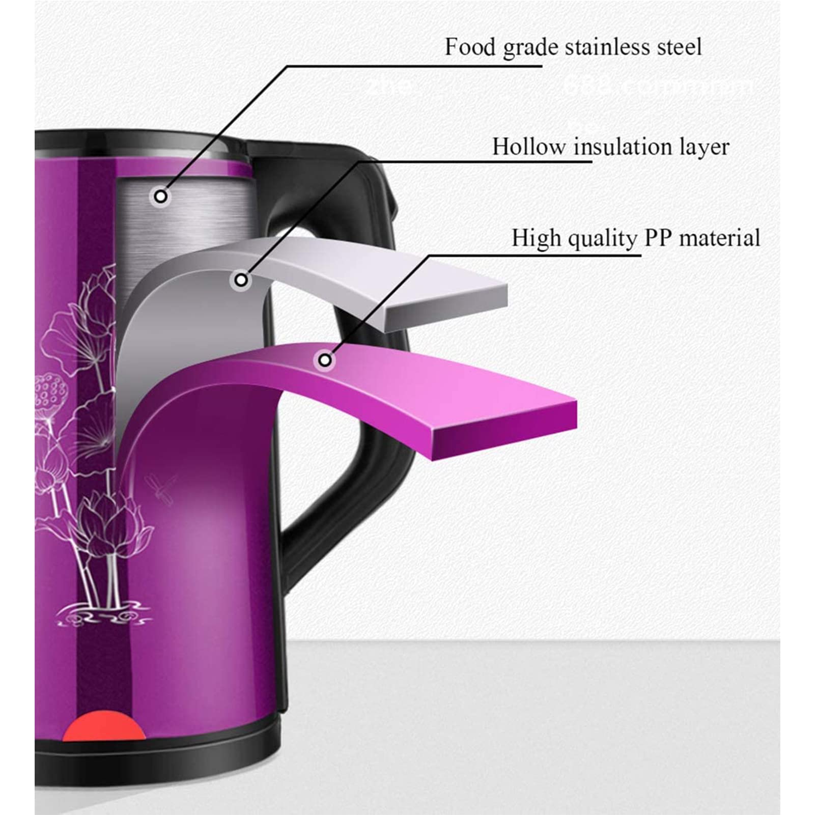 Hervidor Eléctrico, Gran Capacidad De 2,5 L, Capa Exterior De PP, De Acero Inoxidable, Apagado Automático Y Función De Protección contra Ebullición, Preservación del Calor del Sello,Negro