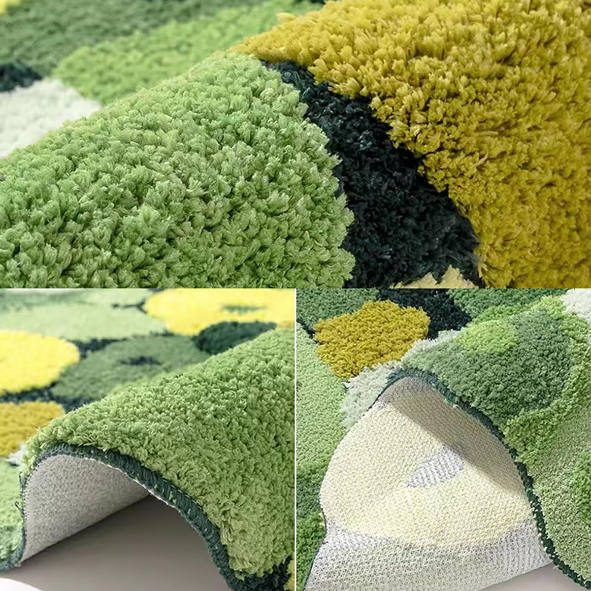 Moss Rug 3D Stereo Irregular Rug Runner Carpet Cute Green Bathroom Rugs Non Slip Soft Shaggy Absorbent Bath Mat for Bedroom Bedside Living Room Laundry Room Home Floor Aesthetic Decor (31.5x70.9in, G)
