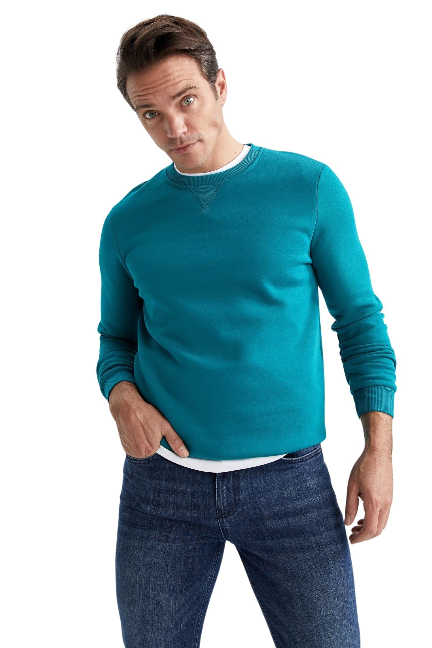 DeFacto Regular Fit Bisiklet Yaka Basic Pamuklu Sweatshirt